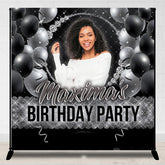 Lofaris Personalized Black Grey Birthday Backdrop With Photo